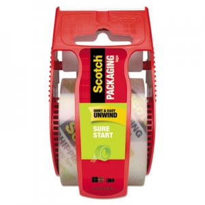 Scotch Sure Start Packaging Tape with Dispenser, 1.5" Core, 1.88" x 22.2 yds, Clear MMM145 145