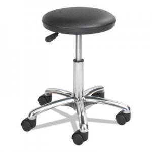 Safco Height-Adjustable Lab Stool, 21" Seat Height, Supports up to 250 lbs., Black Seat/Black Back, Chrome Base SAF3434BL