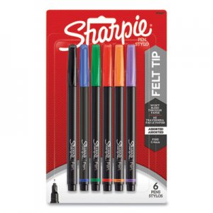 Sharpie Water-Resistant Ink Stick Plastic Point Pen, 0.4 mm, Assorted Ink/Barrel, 6/Pack SAN1976527 1976527