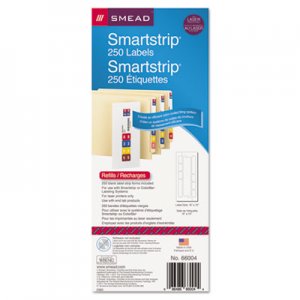 Smead Color-Coded Smartstrip Refill Label Forms, Laser Printer, Assorted, 1.5 x 7.5, White, 250/Pack SMD66004 66004