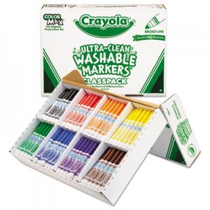 Crayola Ultra-Clean Washable Marker Classpack, Broad Bullet Tip, Assorted Colors, 200/Box CYO588200 588200