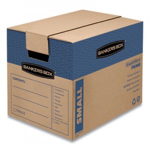 Bankers Box SmoothMove Prime Moving/Storage Boxes, Small, Regular Slotted Container (RSC), 16" x 12" x 12", Brown Kraft/Blue