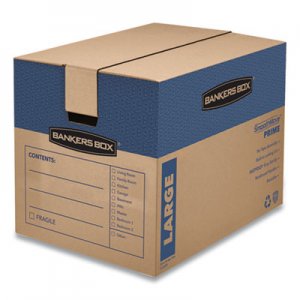 Bankers Box SmoothMove Prime Moving and Storage Boxes, Regular Slotted Container (RSC), 24" x 18" x 18", Brown Kraft/Blue