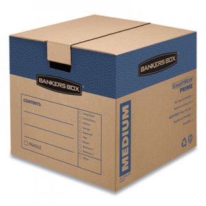 Bankers Box SmoothMove Prime Moving/Storage Boxes, Medium, Regular Slotted Container (RSC), 18" x 18" x 16", Brown Kraft/Blue