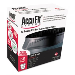 AccuFit Linear Low Density Can Liners with AccuFit Sizing, 55 gal, 1.3 mil, 40" x 53", Black, 50/Box