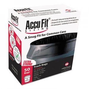 AccuFit Linear Low Density Can Liners with AccuFit Sizing, 44 gal, 0.9 mil, 37" x 50", Black, 50/Box