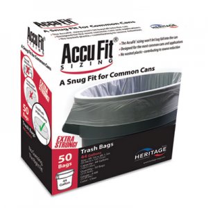 AccuFit Linear Low Density Can Liners with AccuFit Sizing, 44 gal, 0.9 mil, 37" x 50", Clear, 50/Box