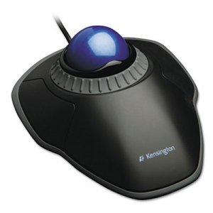 Kensington Orbit Trackball with Scroll Ring, USB 2.0, Left/Right Hand Use, Black/Blue KMW72337 K72337US