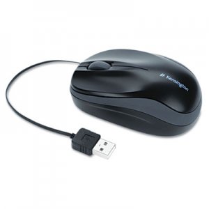 Kensington Pro Fit Optical Mouse with Retractable Cord, USB 2.0, Left/Right Hand Use, Black KMW72339 K72339USA
