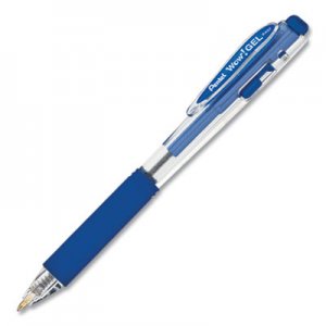 Pentel WOW! Retractable Gel Pen, Medium 0.7 mm, Blue Ink, Clear/Blue Barrel, Dozen PENK437C K437C