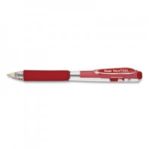 Pentel WOW! Retractable Gel Pen, Medium 0.7 mm, Red Ink, Clear/Red Barrel, Dozen PENK437B K437B