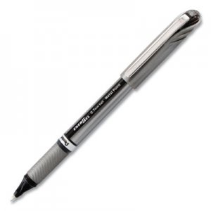 Pentel EnerGel NV Stick Gel Pen, 0.7 mm Metal Tip, Black Ink, Gray Barrel, Dozen PENBL27A BL27A