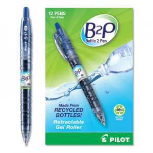 Pilot B2P Bottle-2-Pen Recycled Retractable Gel Pen, 0.7mm, Blue Ink, Translucent Blue Barrel PIL31601 31601