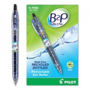 Pilot B2P Bottle-2-Pen Recycled Retractable Gel Pen, 0.7mm, Black Ink, Translucent Blue Barrel PIL31600 31600