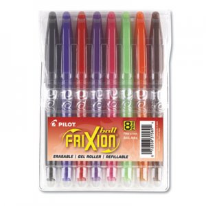 Pilot FriXion Ball Erasable Stick Gel Pen, Fine 0.7mm, Assorted Ink/Barrel, 8/Pack PIL31569 31569