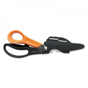 Fiskars Cuts+More Scissors, 9" Long, 3.5" Cut Length, Black/Orange Offset Handle FSK01005692 01-005692