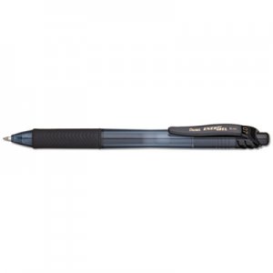 Pentel EnerGel-X Retractable Gel Pen, 0.7 mm Metal Tip, Black Ink/Barrel, Dozen PENBL107A BL107A