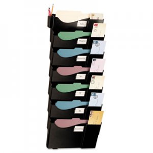 Officemate Grande Central Wall Filing System, Seven Pockets, 16 5/8 x 4 3/4 x 38 1/4, Black
