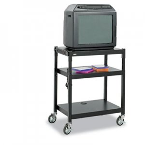 Safco Adjustable-Height Steel AV Cart, 27.25w x 18.25d x 28.5 to 36.5h, Black SAF8932BL 8932BL