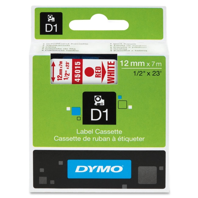 Dymo Red on White D1 Label Tape 45015