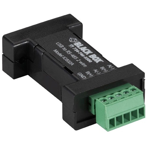 Black Box DB9 Mini Converter (USB to Serial), USB/RS-485 (2-wire, Terminal Block) IC832A