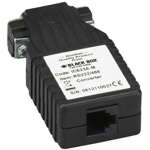 Black Box Async RS-232 to RS-485 Interface Converter, DB9 Male to RJ-11 IC623A-M