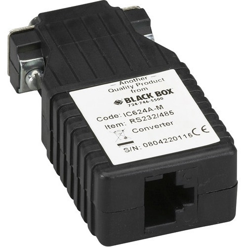 Black Box Async RS-232 to RS-485 Interface Converter, DB9 Male to RJ-45 IC624A-M