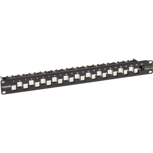 Black Box GigaTrue CAT6A Staggered Blank Patch Panel, 24-Port, 1U C6AMP70-24