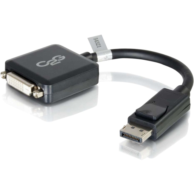 C2G 8in DisplayPort Male to Single Link DVI-D Female Adapter Converter - Black 54321