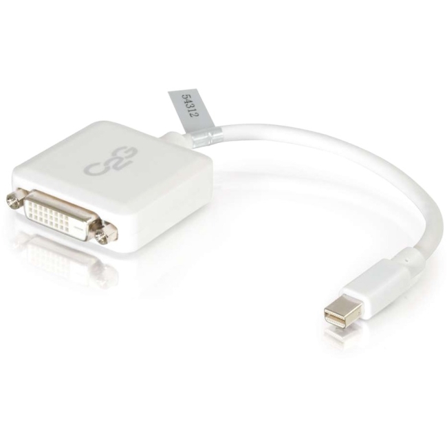 C2G 8in Mini DisplayPort Male to Single Link DVI-D Female Adapter Converter - White 54312
