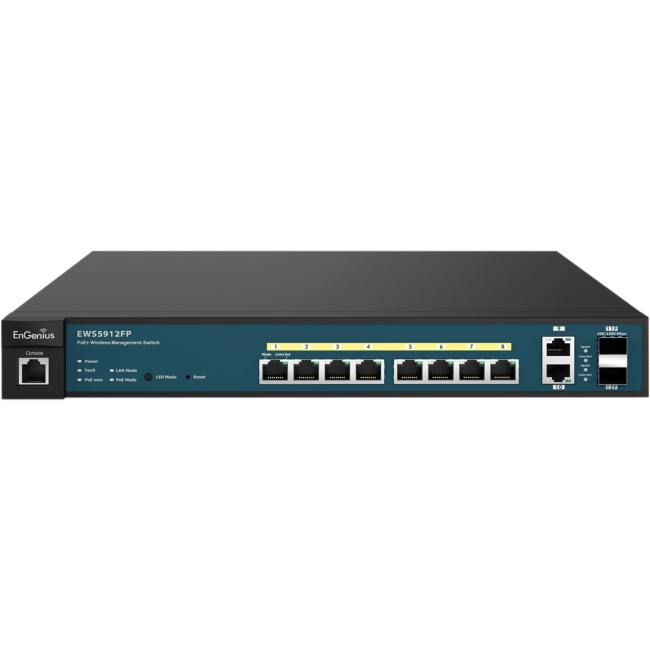 EnGenius Neutron Series 8-Port Gigabit PoE+ Wireless Management Switch with Uplink Ports EWS5912FP