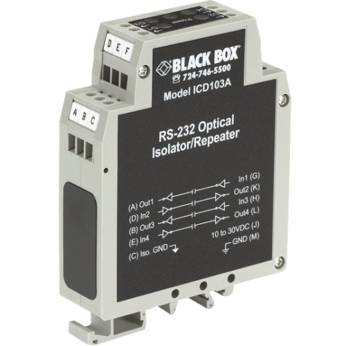 Black Box DIN Rail Repeater with Opto-Isolation, RS-232 ICD103A