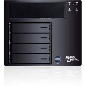 Sans Digital 64bit 4 Bay Backup Appliance Dual Gigabit NAS Server (Black) KT-AN4L+BBKU AN4L+BBKU