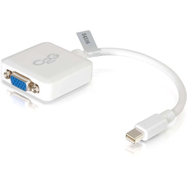 C2G 8in Mini DisplayPort Male to VGA Female Adapter Converter - White 54316