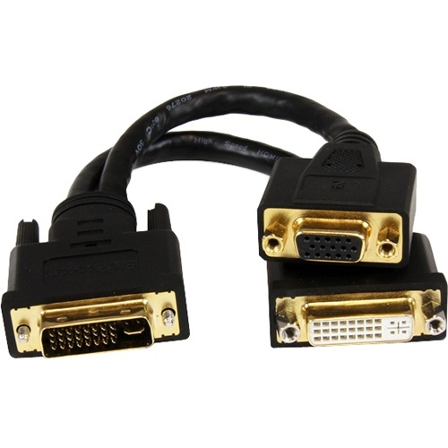 StarTech.com 8in DVI-I Male to DVI-D Female and HD15 VGA Female Wyse DVI Splitter Cable DVI92030202L