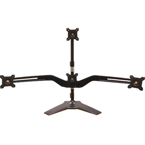 Amer Mounts Stand Base Quad Monitor Mount. One Over Three. Up to 24" and 17.5 lbs Each AMR4S+