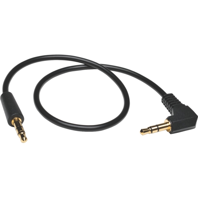 Tripp Lite 3.5mm Mini Stereo Audio Cable with one Right Angle plug (M/M) 1-ft. P312-001-RA