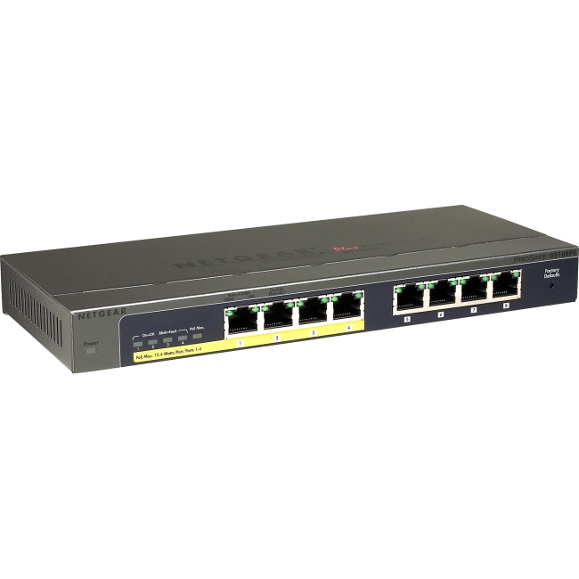 Netgear ProSafe Plus Switch 8-port Gigabit Ethernet Switch with 4-port PoE GS108PE-300NAS GS108PE