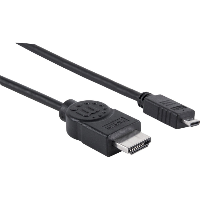 Manhattan HEC, ARC, 3D, 4K, HDMI Male to Micro Male, Shielded, Black, 2 m (6.6 ft.) 324427