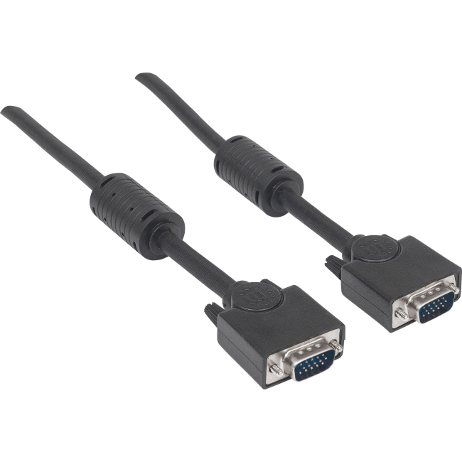 Manhattan HD15 Male / HD15 Male with Ferrite Cores, 3 m (10 ft.), Black 317733