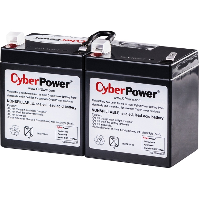 CyberPower UPS Replacement Battery Cartridge 12V 7AH RB1270X2A