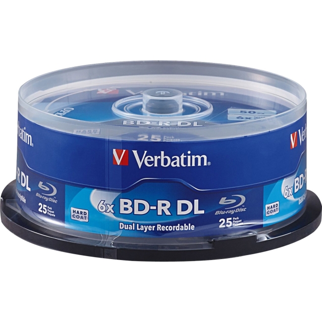 Verbatim BD-R DL 50GB 6X with Branded Surface - 25pk Spindle 98356