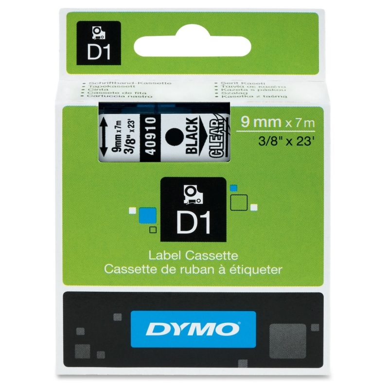 Dymo Black on Clear D1 Label Tape 40910 DYM40910