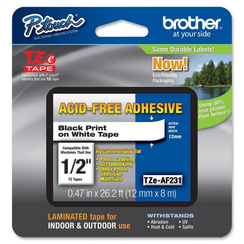 Brother Black on White Adhesive Tape TZE-AF231 BRTTZEAF231