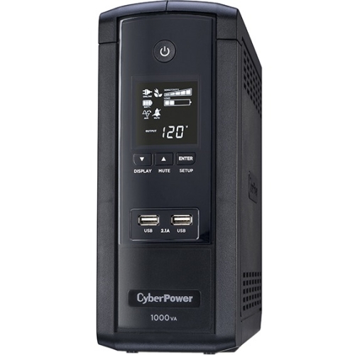 CyberPower 1000VA UPS with 600W, AVR, LCD, and 2.1 USB Charging BRG1000AVRLCD