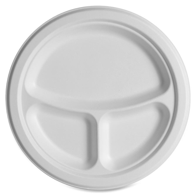 Eco-Products Eco-Products 10 inch 3-Compartment Sugarcane Plate EPP007 ECOEPP007