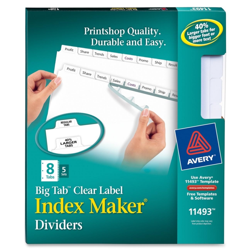 Avery Big Tab Index Maker Clear Label Dividers 11493 AVE11493