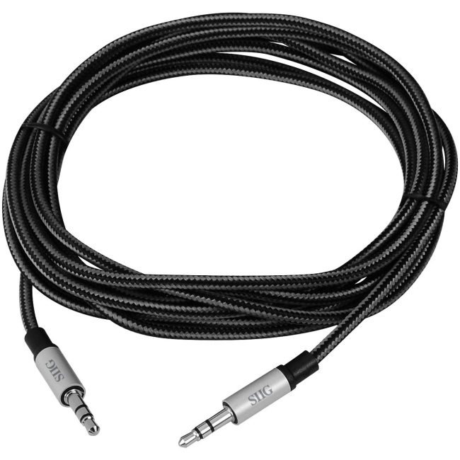 SIIG Woven Fabric Braided 3.5mm Stereo Aux Cable (M/M) - 3M CB-AU0B12-S1