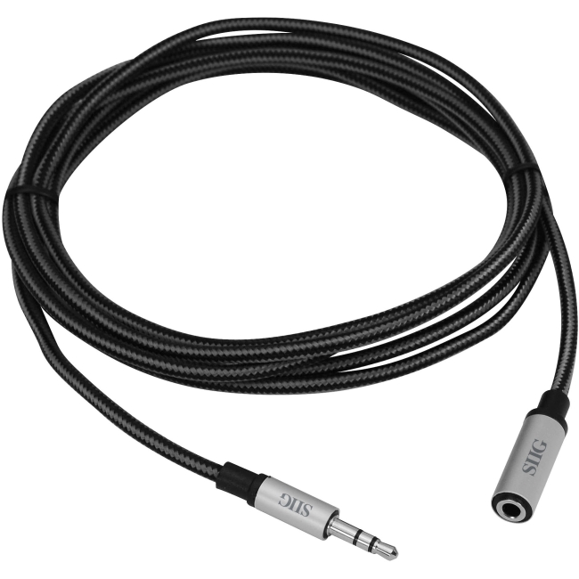 SIIG Woven Fabric Braided 3.5mm Stereo Aux Cable (M/F) - 2M CB-AU0C12-S1