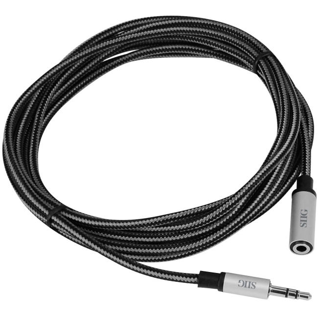 SIIG Woven Fabric Braided 3.5mm Stereo Aux Cable (M/F) - 3M CB-AU0D12-S1
